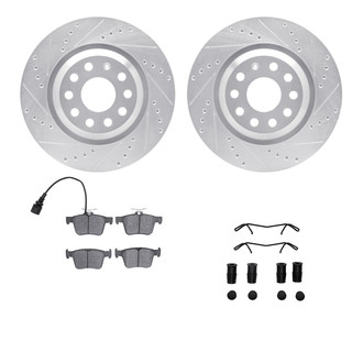 R1 Concepts® - Drilled and Slotted Rear Brake Kit with Euro Ceramic Pads
