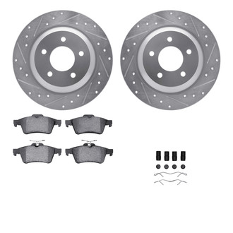 R1 Concepts® - Drilled and Slotted Rear Brake Kit with Euro Ceramic Pads