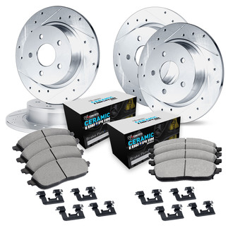 R1 Concepts® - Drilled and Slotted Front and Rear Brake Kit with Euro Ceramic Pads