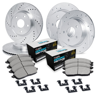 R1 Concepts® - Drilled and Slotted Front and Rear Brake Kit with Euro Ceramic Pads