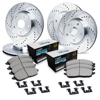 R1 Concepts® - Drilled and Slotted Front and Rear Brake Kit with Euro Ceramic Pads