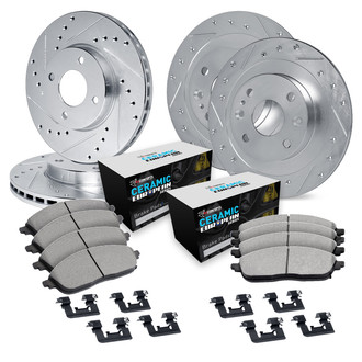 R1 Concepts® - Drilled and Slotted Front and Rear Brake Kit with Euro Ceramic Pads