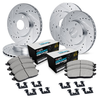 R1 Concepts® - Drilled and Slotted Front and Rear Brake Kit with Euro Ceramic Pads