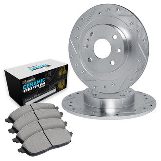 R1 Concepts® - Drilled and Slotted Front Brake Kit with Euro Ceramic Pads