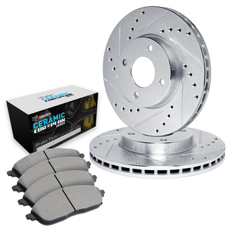 R1 Concepts® - Drilled and Slotted Front Brake Kit with Euro Ceramic Pads