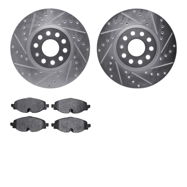  R1 Concepts® - Drilled and Slotted Front Brake Kit with Euro Ceramic Pads