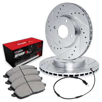 R1 Concepts® - Drilled and Slotted Front Brake Kit with Optimum OE Pads