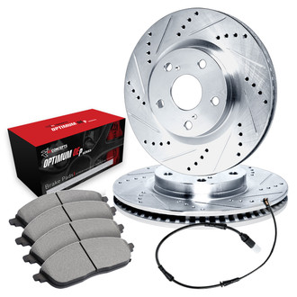 R1 Concepts® - Drilled and Slotted Front Brake Kit with Optimum OE Pads