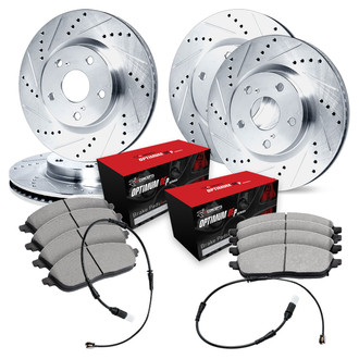 R1 Concepts® - Drilled and Slotted Front and Rear Brake Kit with Optimum OE Pads