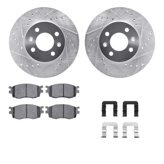 R1 Concepts® - Drilled and Slotted Front Brake Kit with Optimum OE Pads