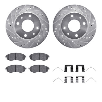 R1 Concepts® - Drilled and Slotted Front Brake Kit with Optimum OE Pads