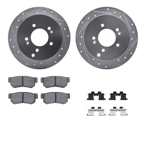  R1 Concepts® - Drilled and Slotted Rear Brake Kit with 5000 OE Pads