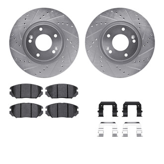 R1 Concepts® - Drilled and Slotted Front Brake Kit with Optimum OE Pads