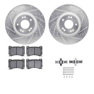 R1 Concepts® - Drilled and Slotted Front Brake Kit with Optimum OE Pads