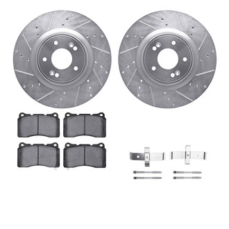 R1 Concepts® - Drilled and Slotted Front Brake Kit with Optimum OE Pads
