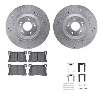 R1 Concepts® - Drilled and Slotted Front Brake Kit with Optimum OE Pads