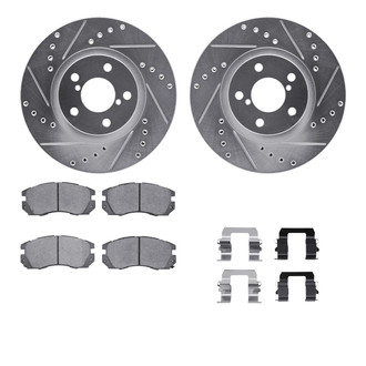 R1 Concepts® - Drilled and Slotted Front Brake Kit with Optimum OE Pads