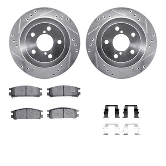 R1 Concepts® - Drilled and Slotted Rear Brake Kit with Optimum OE Pads