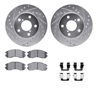 R1 Concepts® - Drilled and Slotted Front Brake Kit with Optimum OE Pads
