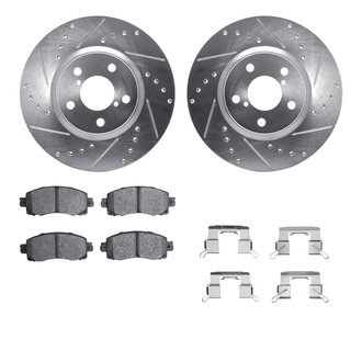 R1 Concepts® - Drilled and Slotted Front Brake Kit with Optimum OE Pads