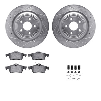 R1 Concepts® - Drilled and Slotted Rear Brake Kit with Optimum OE Pads