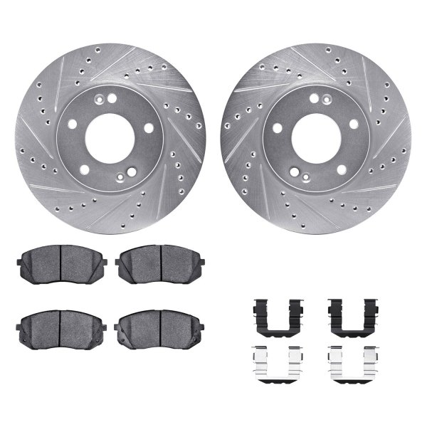  R1 Concepts® - Drilled and Slotted Front Brake Kit with Optimum OE Pads