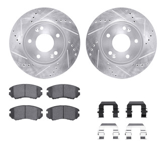 R1 Concepts® - Drilled and Slotted Front Brake Kit with Optimum OE Pads