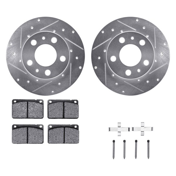  R1 Concepts® - Drilled and Slotted Front Brake Kit with Optimum OE Pads