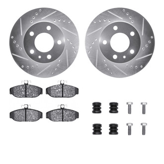 R1 Concepts® - Drilled and Slotted Front Brake Kit with Optimum OE Pads