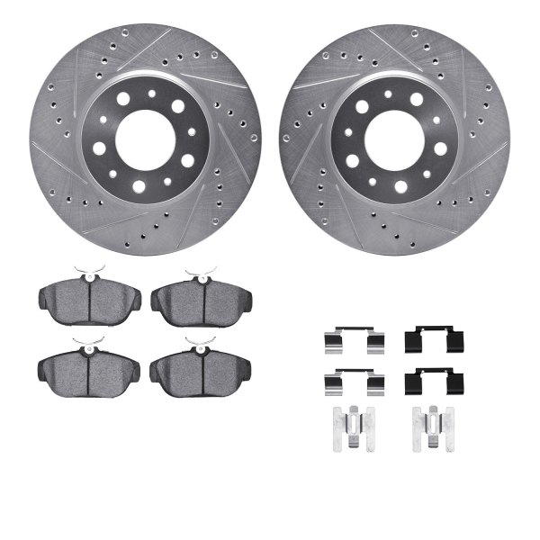  R1 Concepts® - Drilled and Slotted Front Brake Kit with Optimum OE Pads