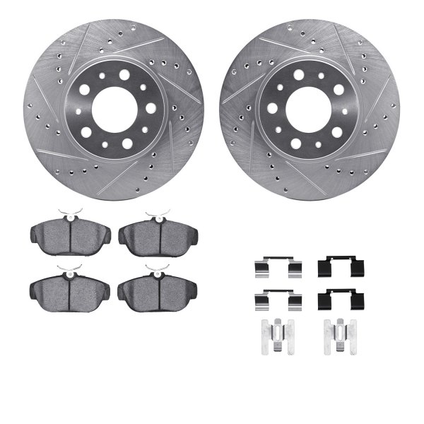  R1 Concepts® - Drilled and Slotted Front Brake Kit with Optimum OE Pads