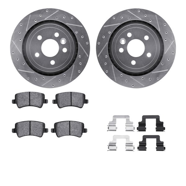  R1 Concepts® - Drilled and Slotted Rear Brake Kit with Optimum OE Pads