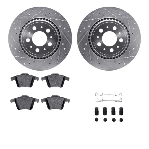  R1 Concepts® - Drilled and Slotted Rear Brake Kit with 5000 OE Pads