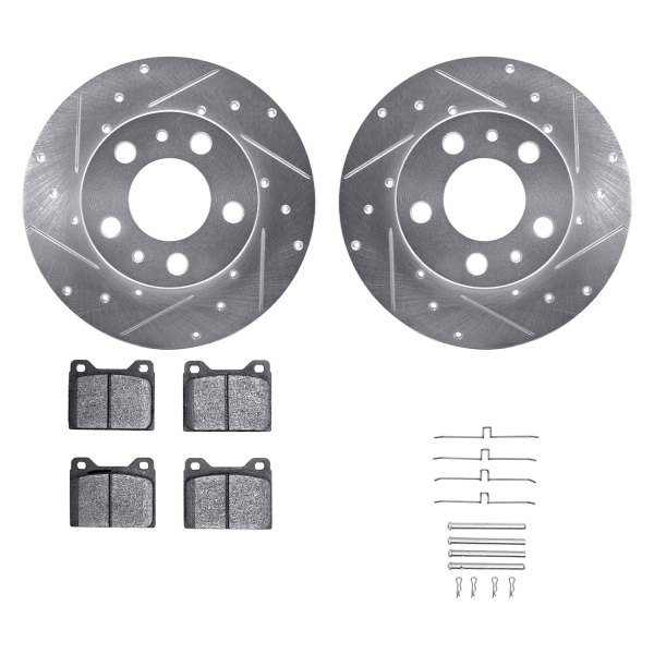  R1 Concepts® - Drilled and Slotted Front Brake Kit with Optimum OE Pads