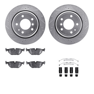 R1 Concepts® - Drilled and Slotted Rear Brake Kit with Optimum OE Pads