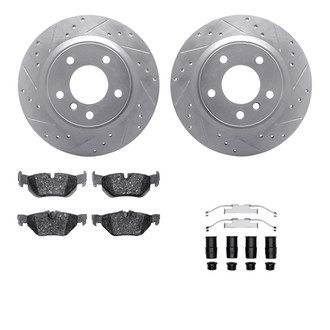 R1 Concepts® - Drilled and Slotted Rear Brake Kit with Optimum OE Pads