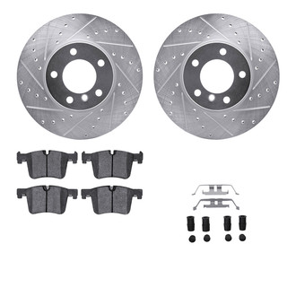 R1 Concepts® - Drilled and Slotted Front Brake Kit with Optimum OE Pads