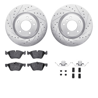 R1 Concepts® - Drilled and Slotted Front Brake Kit with Optimum OE Pads