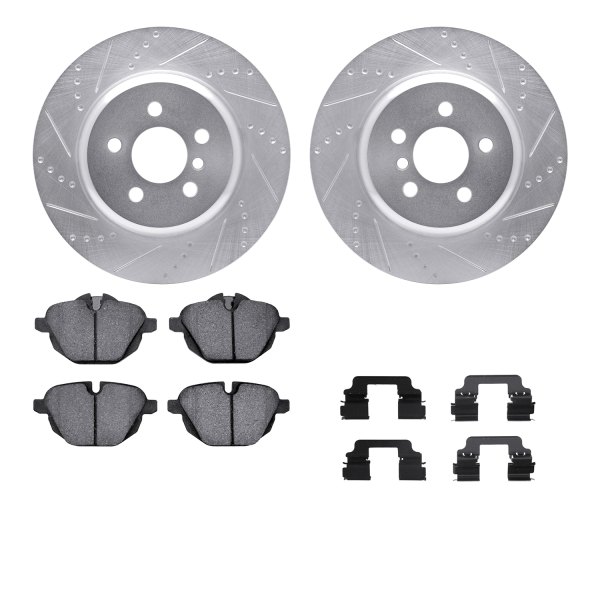  R1 Concepts® - Drilled and Slotted Rear Brake Kit with Optimum OE Pads