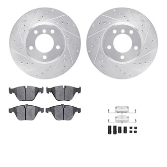 R1 Concepts® - Drilled and Slotted Front Brake Kit with Optimum OE Pads