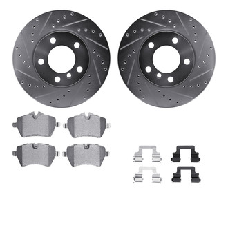 R1 Concepts® - Drilled and Slotted Front Brake Kit with Optimum OE Pads