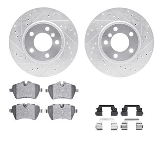 R1 Concepts® - Drilled and Slotted Front Brake Kit with Optimum OE Pads