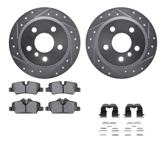 R1 Concepts® - Drilled and Slotted Rear Brake Kit with Optimum OE Pads