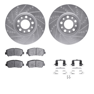 R1 Concepts® - Drilled and Slotted Front Brake Kit with Optimum OE Pads