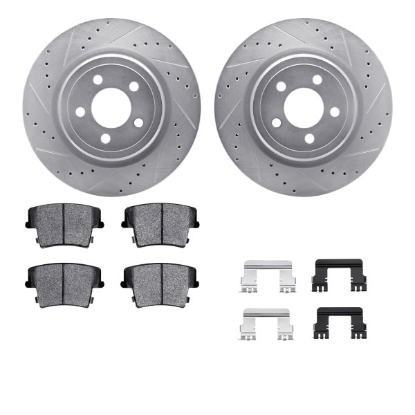  R1 Concepts® - Drilled and Slotted Rear Brake Kit with Optimum OE Pads