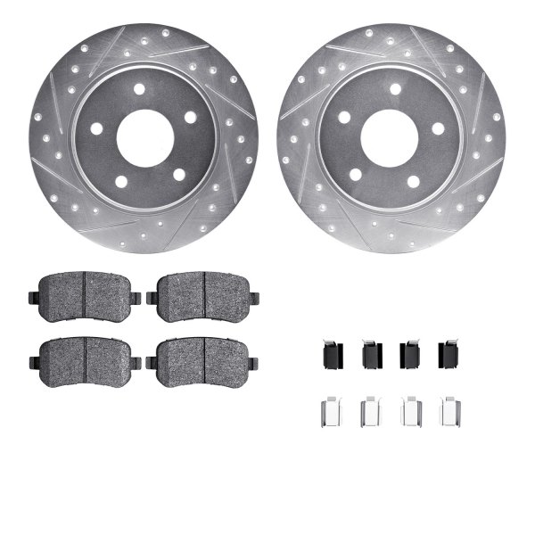  R1 Concepts® - Drilled and Slotted Rear Brake Kit with Optimum OE Pads