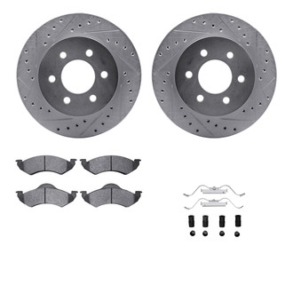 R1 Concepts® - Drilled and Slotted Front Brake Kit with 5000 OE Pads