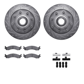 R1 Concepts® - Drilled and Slotted Front Brake Kit with Optimum OE Pads