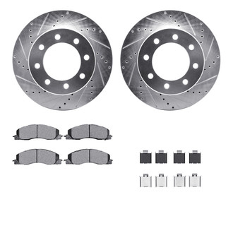 R1 Concepts® - Drilled and Slotted Front Brake Kit with Optimum OE Pads