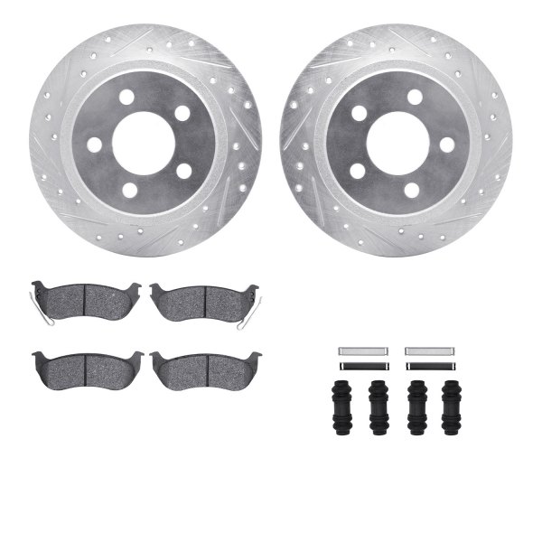  R1 Concepts® - Drilled and Slotted Rear Brake Kit with 5000 OE Pads